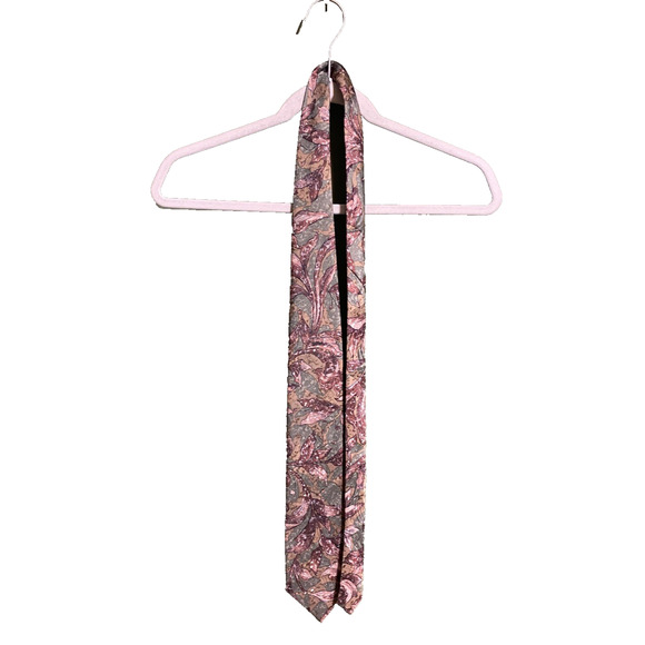 Mens Silk Tie Pagliano Milan New York Green Brown Earth Tones Abstract Floral - Picture 1 of 8